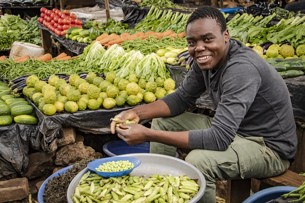 Market vendor in Lilongwe selling goods