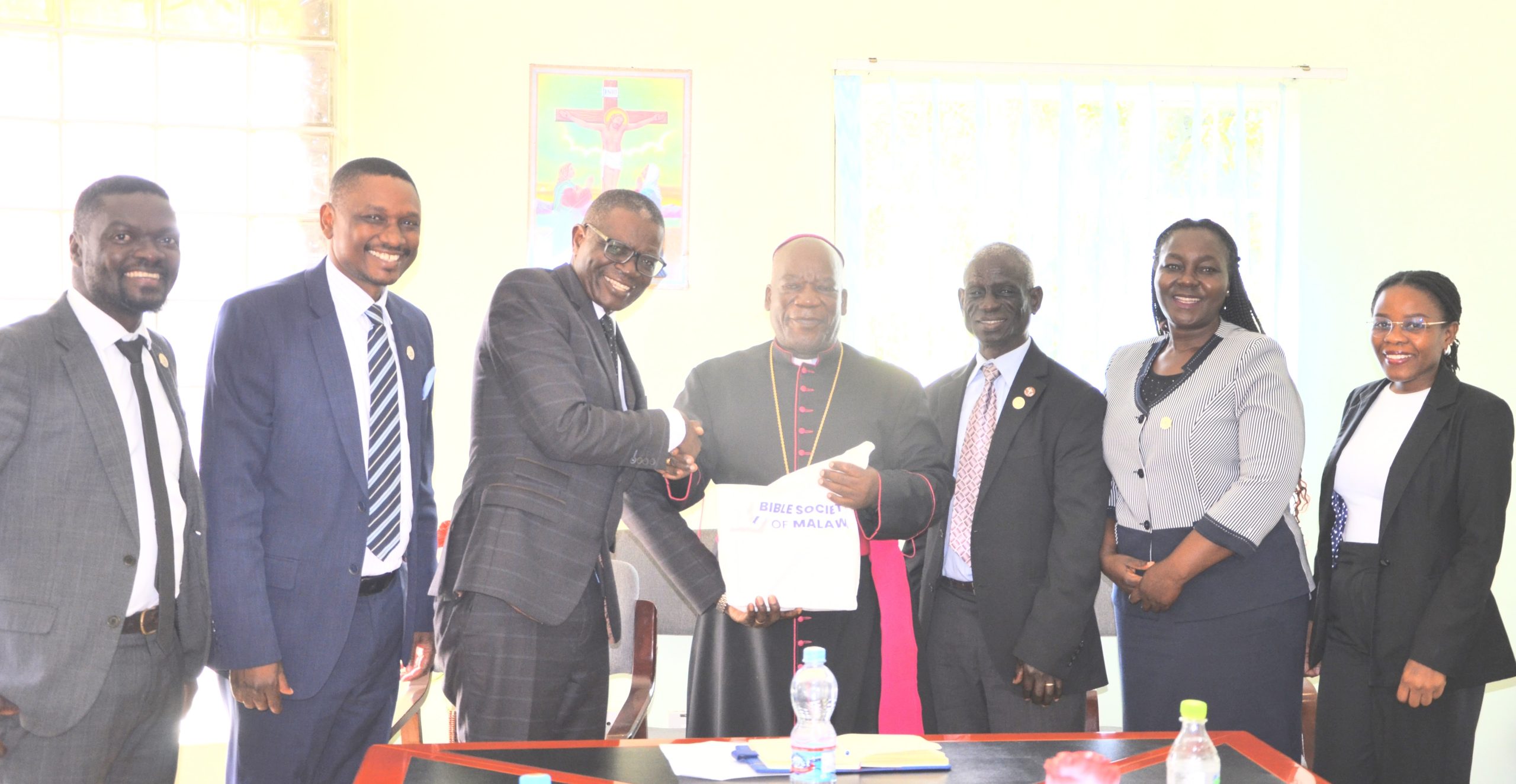 Bible Society of Malawi delegation visiting Archbishop Thomas Luke Msusa